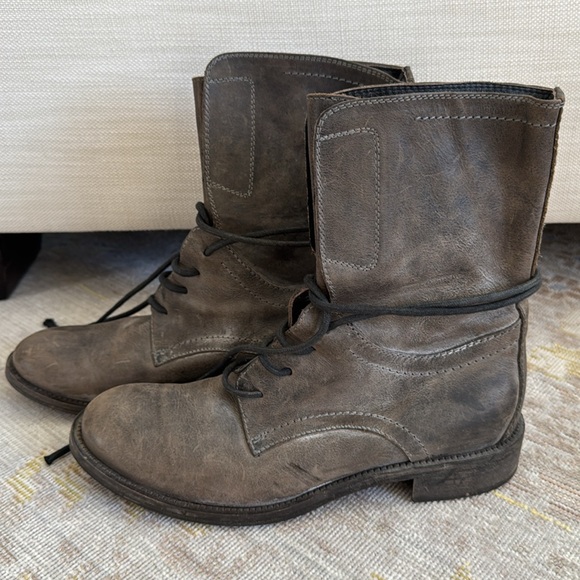 Via Roma 15 Leather Combat Boots Size 39 - Picture 2 of 10